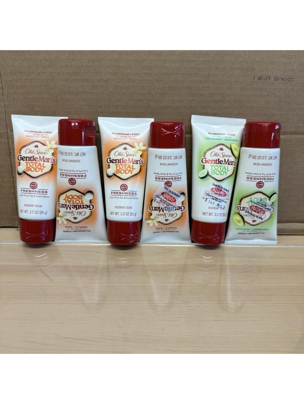 Old Spice Gentlemans Total Body Deodorant Cream Cucumber+Avocado, Vanilla+Shea 6